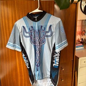 Light Blue Short-Sleeve Cycling Jersey with Celtic Knot Graphic